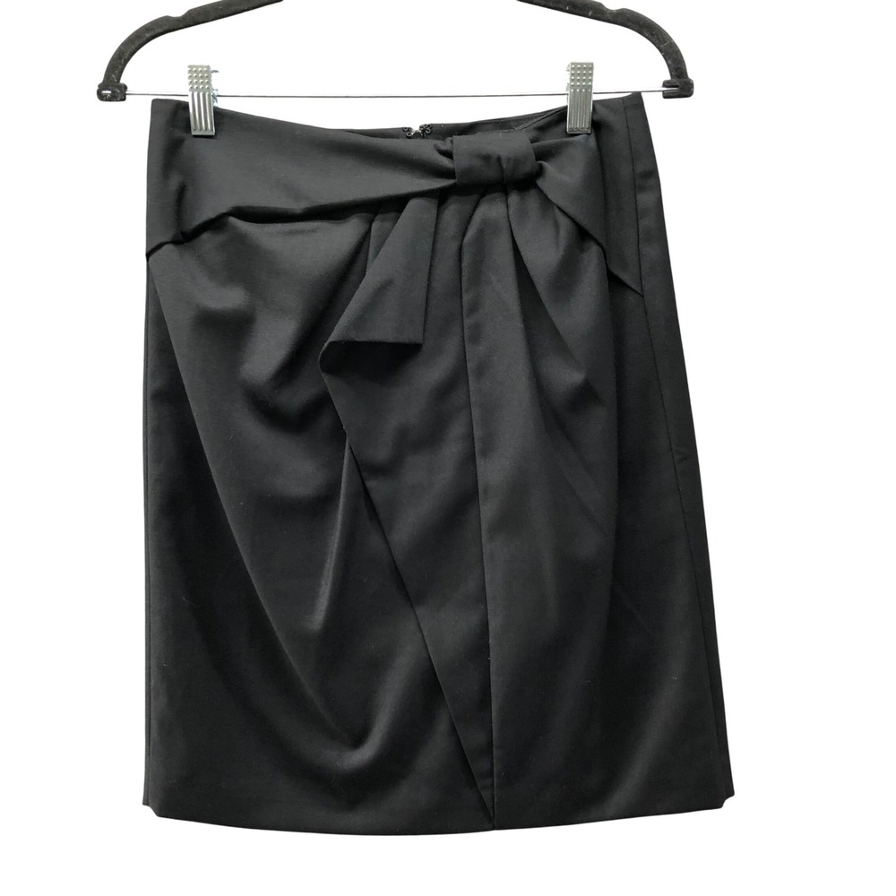 Banana Republic Bow Front Pencil Skirt Womens 2 Black Career Office Formal
